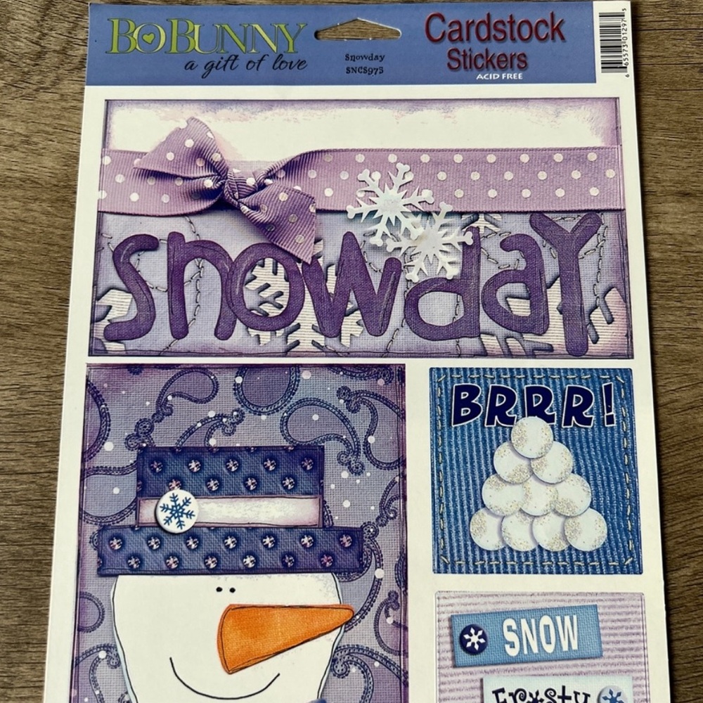 Bobunny New Old Stock Snow Day Theme Cardstock Sticker Sheet Scrapbooking Crafts